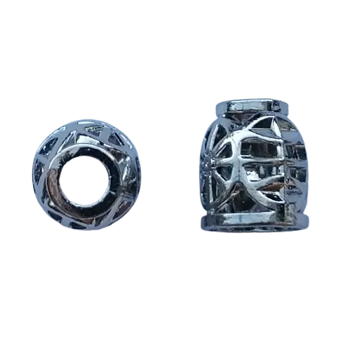 Koord einde metaal 14 mm - gevlochten kegel zilver (opening 5 mm)